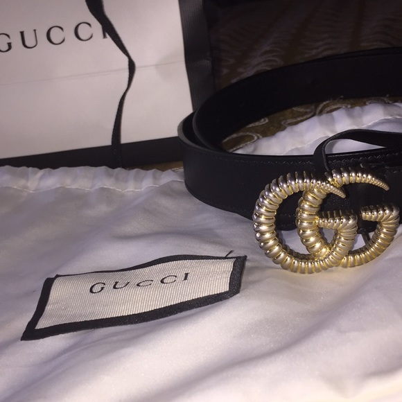 leather belt with torchon double g buckle